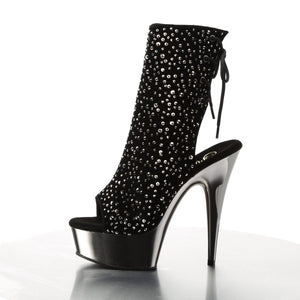 DELIGHT-1018RS 6" Heel Black Velvet Pole Dancing Platforms