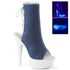 DELIGHT-1018SK 6" Heel Denim Blue Canvas Pole Dancer Shoes