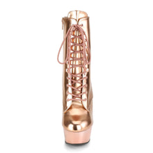 Load image into Gallery viewer, DELIGHT-1020 6&quot; Heel Rose Gold Metallic Pole Dancer Boots