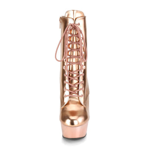 DELIGHT-1020 6" Heel Rose Gold Metallic Pole Dancer Boots