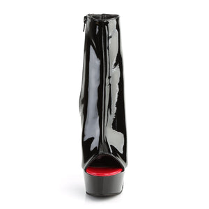 DELIGHT-1025 6" Heel Black and Red Pole Dancing Platforms