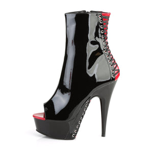 DELIGHT-1025 6" Heel Black and Red Pole Dancing Platforms