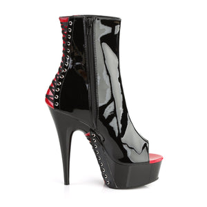 DELIGHT-1025 6" Heel Black and Red Pole Dancing Platforms