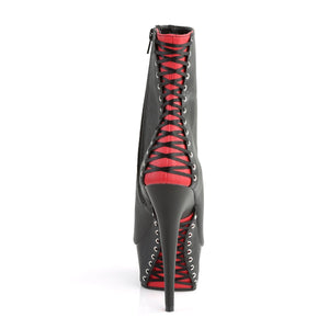 DELIGHT-1025 Pleaser 6" Heel Black-Red Pole Dancing Platform