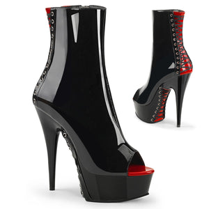 DELIGHT-1025 6" Heel Black and Red Pole Dancing Platforms