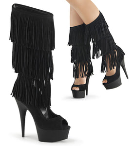 DELIGHT-1065 6" Heel Black Suede Pole Dancing Platforms