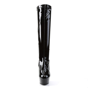 DELIGHT-2000 6" Heel Black Stretch Patent Pole Dancer Boots