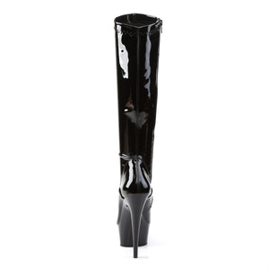 DELIGHT-2000 6" Heel Black Stretch Patent Pole Dancer Boots