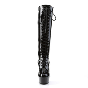 DELIGHT-2023 6" Heel Black Stretch Patent Pole Dancer Boots