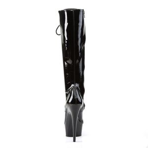 DELIGHT-2023 6" Heel Black Stretch Patent Pole Dancer Boots