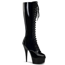 Load image into Gallery viewer, DELIGHT-2023 6&quot; Heel Black Stretch Patent Pole Dancer Boots