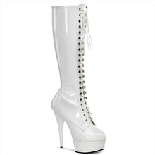 Load image into Gallery viewer, DELIGHT-2023 6 Inch Heel White Patent Pole Dancing Platforms