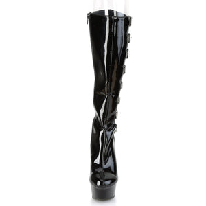 DELIGHT-2047 6 Inch Heel Black Patent Pole Dancing Platforms