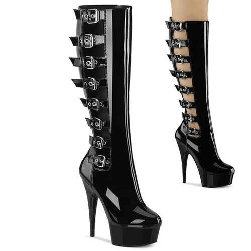 DELIGHT-2047 6 Inch Heel Black Patent Pole Dancing Platforms