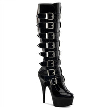 Load image into Gallery viewer, DELIGHT-2049 6 Inch Heel Black Patent Pole Dancing Platforms