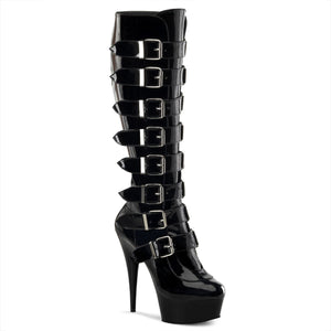 DELIGHT-2049 6 Inch Heel Black Patent Pole Dancing Platforms