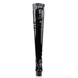 DELIGHT-3000 6" Heel Black Stretch Patent Pole Dancer Boots