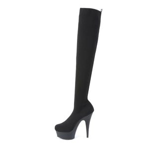 DELIGHT-3002-1 Pleaser 6" Heel Black Stretch Strippers Shoes