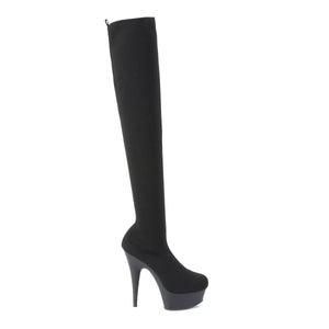 DELIGHT-3002-1 Pleaser 6" Heel Black Stretch Strippers Shoes