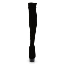 Load image into Gallery viewer, DELIGHT-3002 6&quot; Heel Black Stretch Velvet Pole Dancer Boots