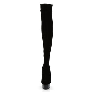 DELIGHT-3002 6" Heel Black Stretch Velvet Pole Dancer Boots