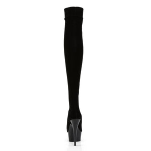 DELIGHT-3002 6" Heel Black Stretch Velvet Pole Dancer Boots