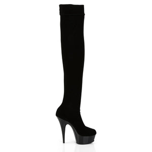 DELIGHT-3002 6" Heel Black Stretch Velvet Pole Dancer Boots