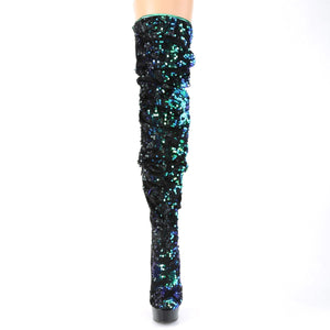 DELIGHT-3004 6" Heel Green Iridescent Sequins Strippers Shoe