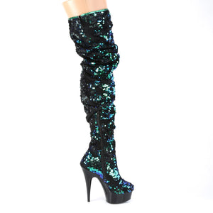 DELIGHT-3004 6" Heel Green Iridescent Sequins Strippers Shoe