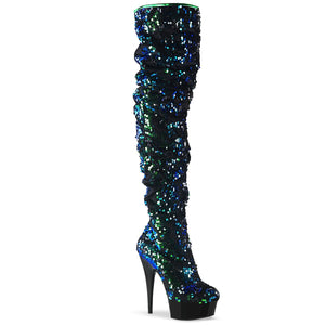 DELIGHT-3004 6" Heel Green Iridescent Sequins Strippers Shoe