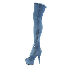 Load image into Gallery viewer, DELIGHT-3007 6&quot; Heel Denim Blue Pole Dancing Platforms