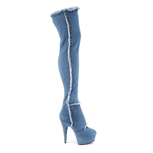 DELIGHT-3007 6" Heel Denim Blue Pole Dancing Platforms