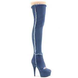 DELIGHT-3007 6" Heel Denim Blue Pole Dancing Platforms