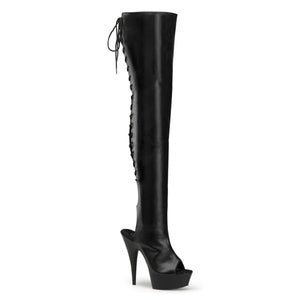 DELIGHT-3017 Pleaser 6 Inch Heel Black Pole Dancer Platforms