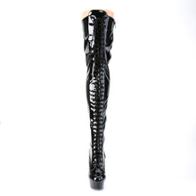 Load image into Gallery viewer, DELIGHT-3023 6&quot; Heel Black Stretch Patent Pole Dancer Boots