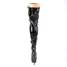 Load image into Gallery viewer, DELIGHT-3023 6&quot; Heel Black Stretch Patent Pole Dancer Boots