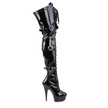 Load image into Gallery viewer, DELIGHT-3028 6&quot; Heel Black Stretch Patent Pole Dancer Boots