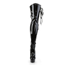 Load image into Gallery viewer, DELIGHT-3050 6&quot; Heel Black Stretch Patent Pole Dancer Boots