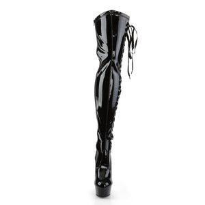 DELIGHT-3050 6" Heel Black Stretch Patent Pole Dancer Boots