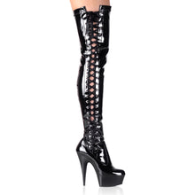 Load image into Gallery viewer, DELIGHT-3050 6&quot; Heel Black Stretch Patent Pole Dancer Boots