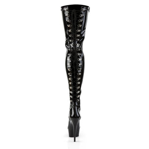 DELIGHT-3063 6" Heel Black Stretch Patent Pole Dancer Boots