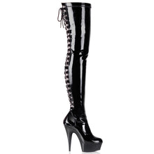 Load image into Gallery viewer, DELIGHT-3063 6&quot; Heel Black Stretch Patent Pole Dancer Boots