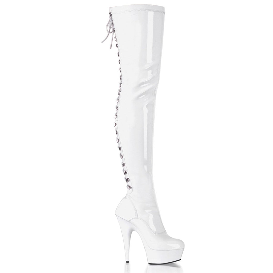 DELIGHT-3063 6 Inch Heel White Patent Pole Dancing Platforms