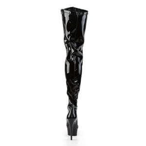 DELIGHT-4000 6" Heel Black Stretch Patent Pole Dancer Boots