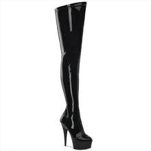 Load image into Gallery viewer, DELIGHT-4000 6&quot; Heel Black Stretch Patent Pole Dancer Boots