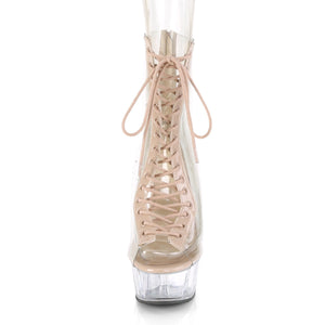 DELIGHT-600-34 6" Heel Clear Cream Pole Dancing Platforms