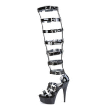 Load image into Gallery viewer, DELIGHT-600-46 6&quot; Heel Black Patent Pole Dancing Platforms