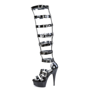 DELIGHT-600-46 6" Heel Black Patent Pole Dancing Platforms