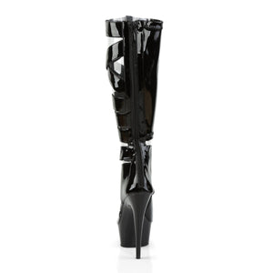 DELIGHT-600-49 6" Heel Black Patent Pole Dancing Platforms