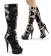 Load image into Gallery viewer, DELIGHT-600-49 6&quot; Heel Black Patent Pole Dancing Platforms